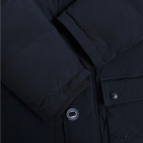 Express Black Goose Down Filled Faux Fur Trimmed Hood Winter Parker Coat XS - Picture 3 of 6